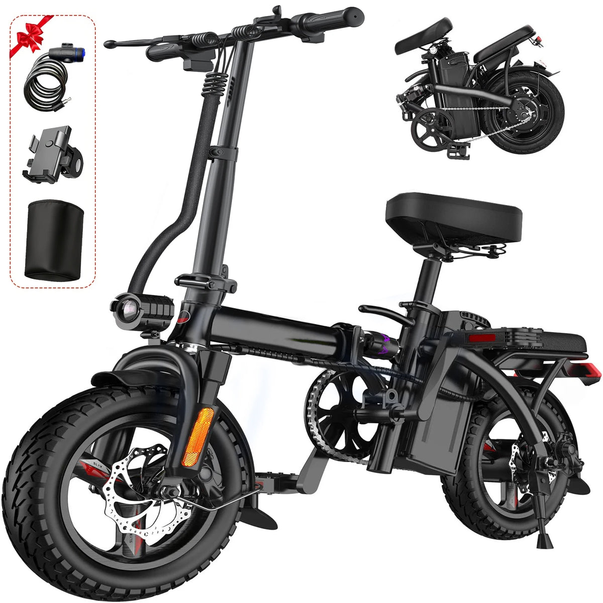 FURIDER 560W Folding Electric Bike With Removable Battery