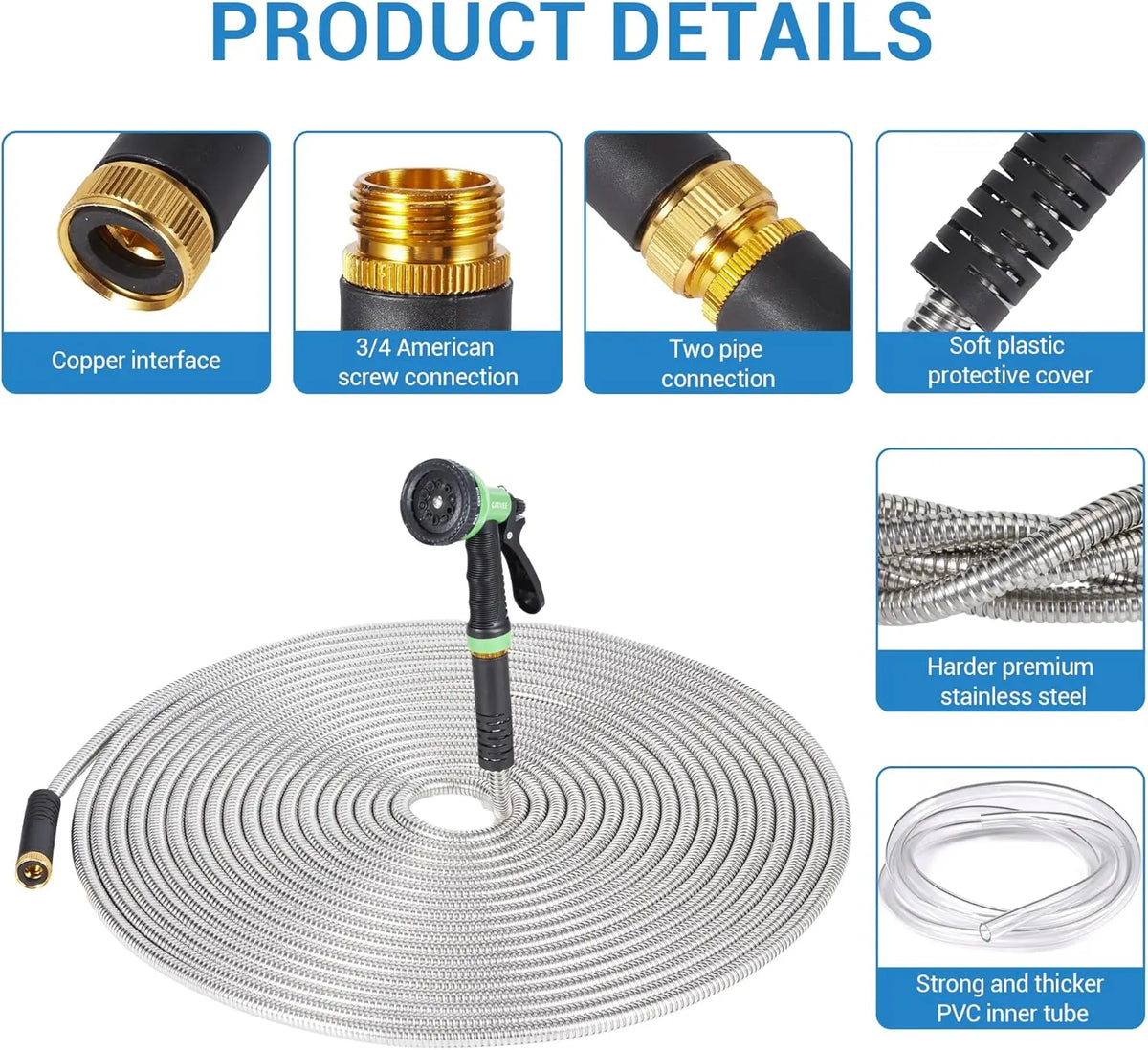 Heavy Duty Stainless Steel Garden Hose And Durable Construction