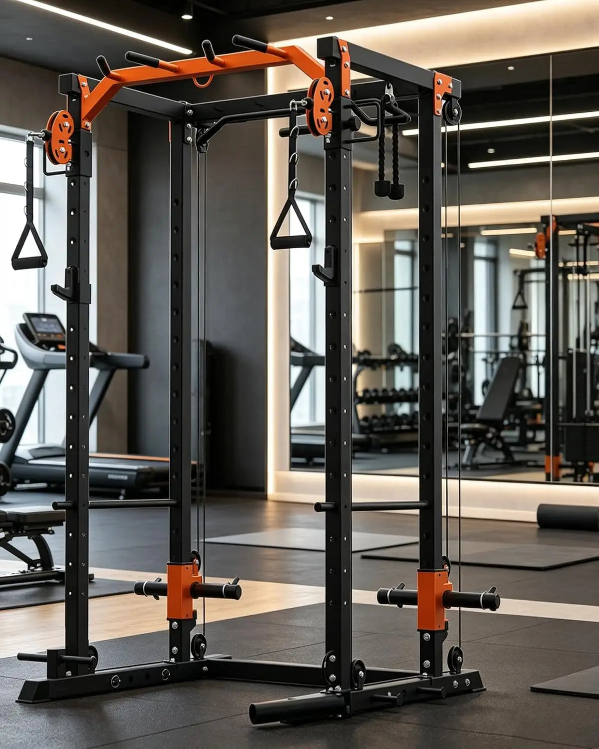 TACLEEKII Power Rack With Cable Crossover And Lat Pulldown System