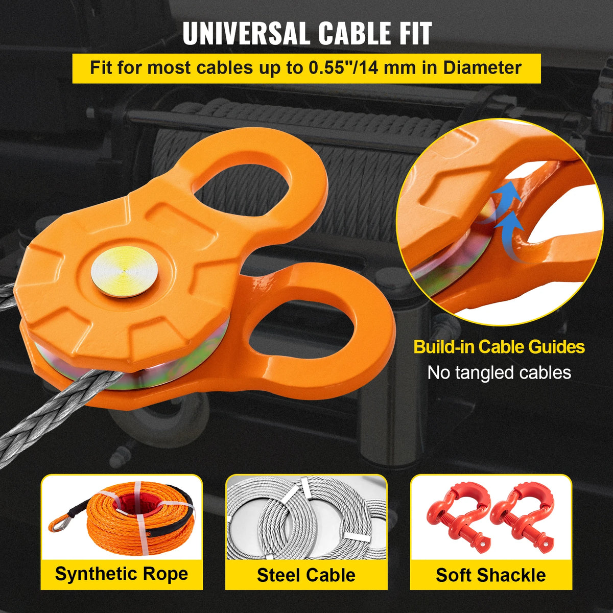 11 Ton Winch Pulley For Synthetic Rope And Soft Shackles