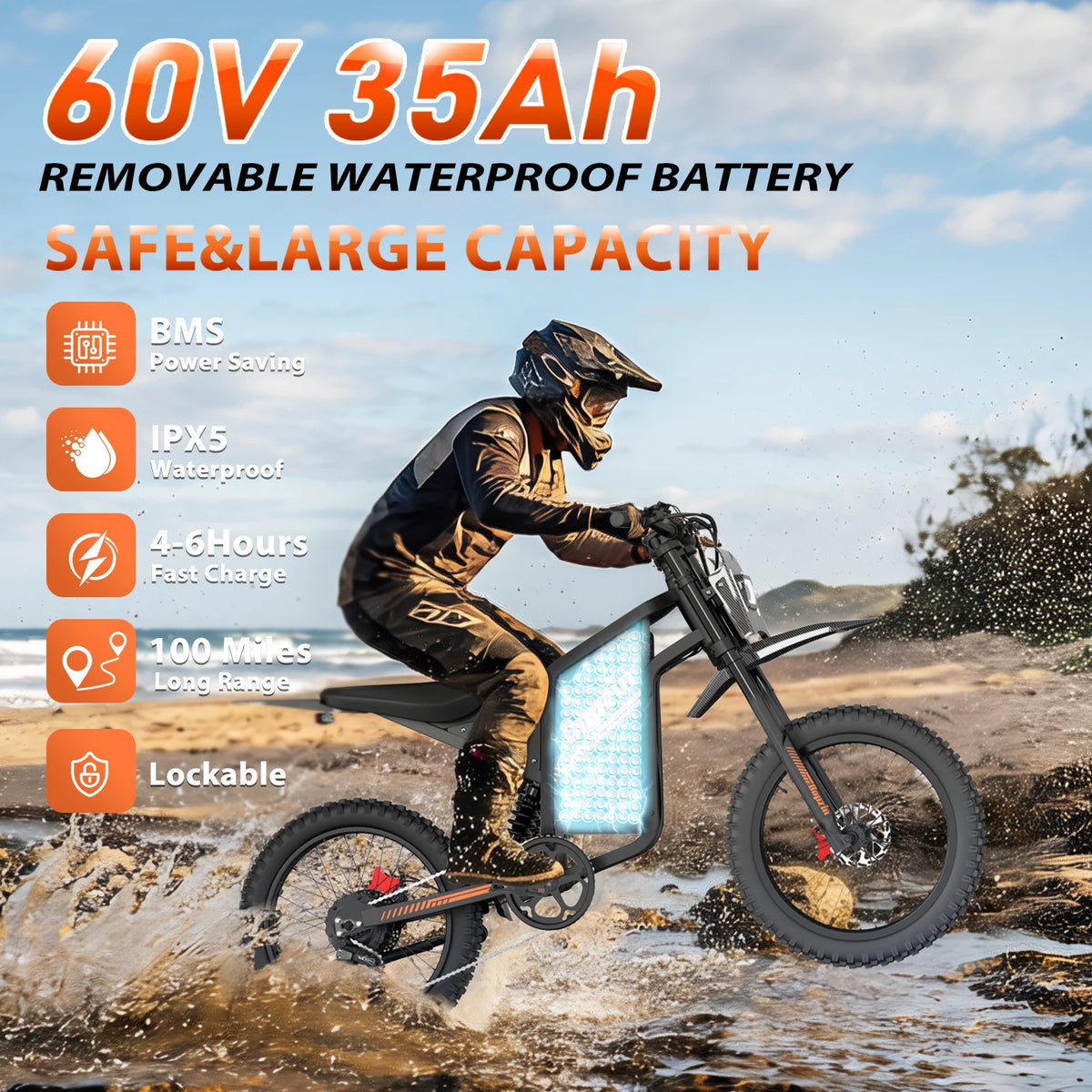 Bopzin Peak 3000W Electric Dirt Bike With Full Suspension