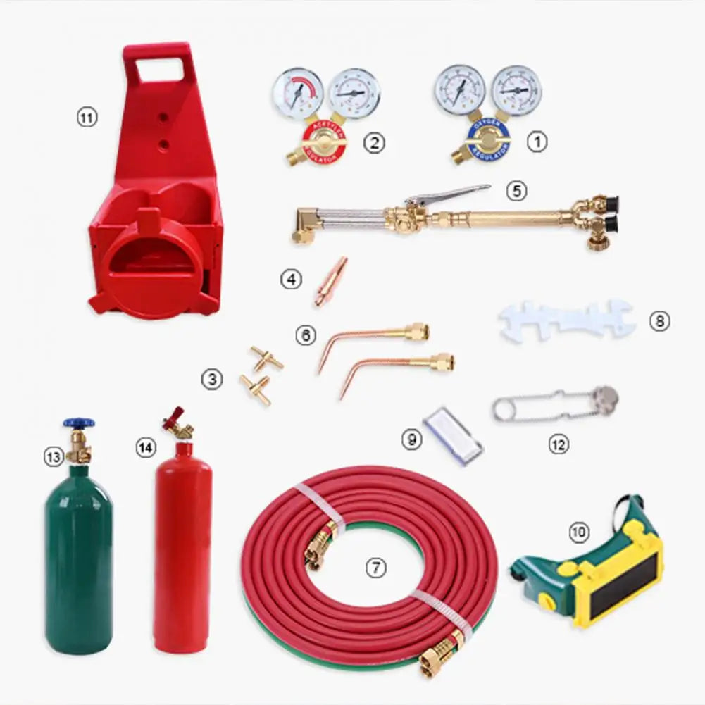 Brass Nozzle Oxygen Acetylene Welding Torch Kit With Gauge