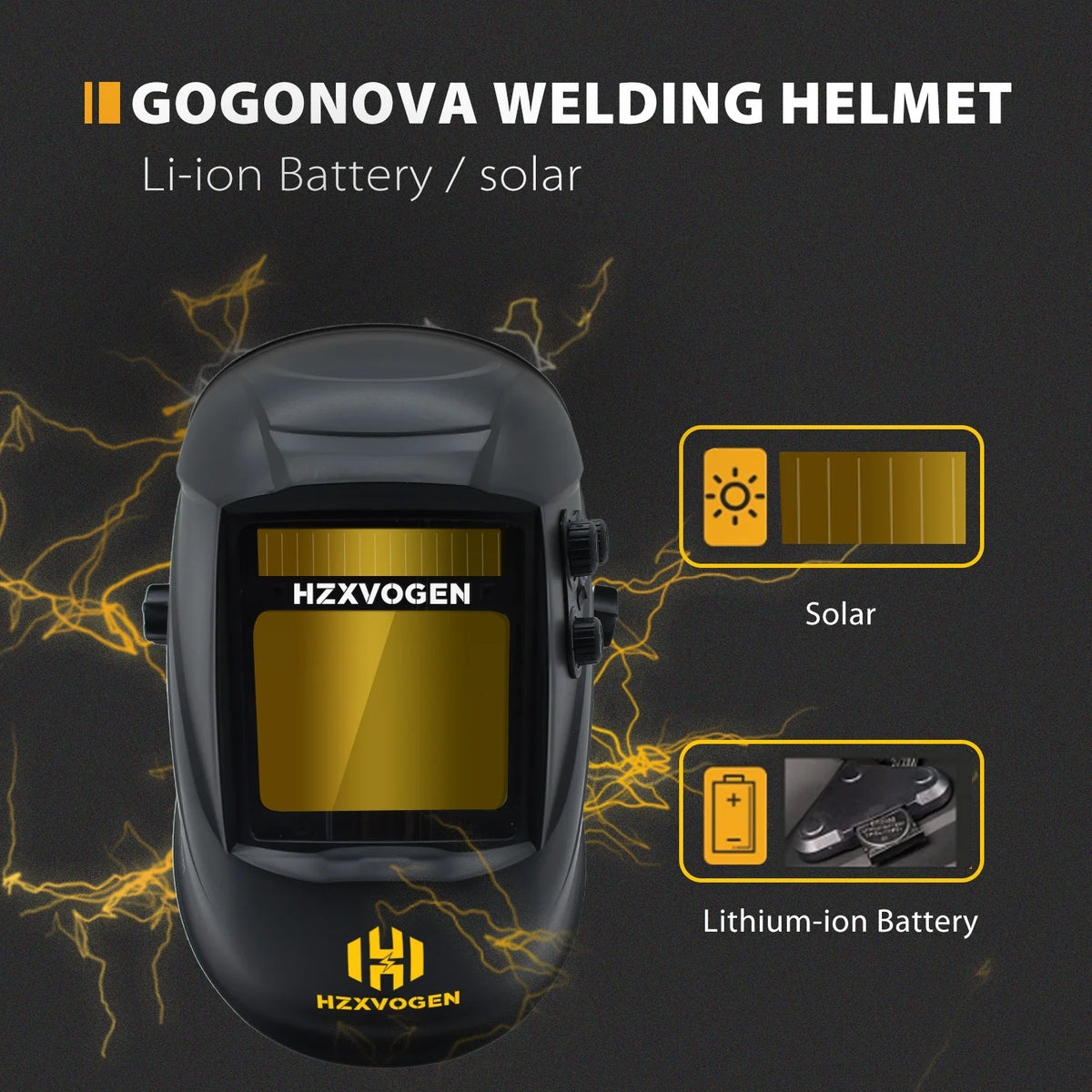 HXZVOGEN Auto Darkening Welding Helmet Solar Powered True Color Lens