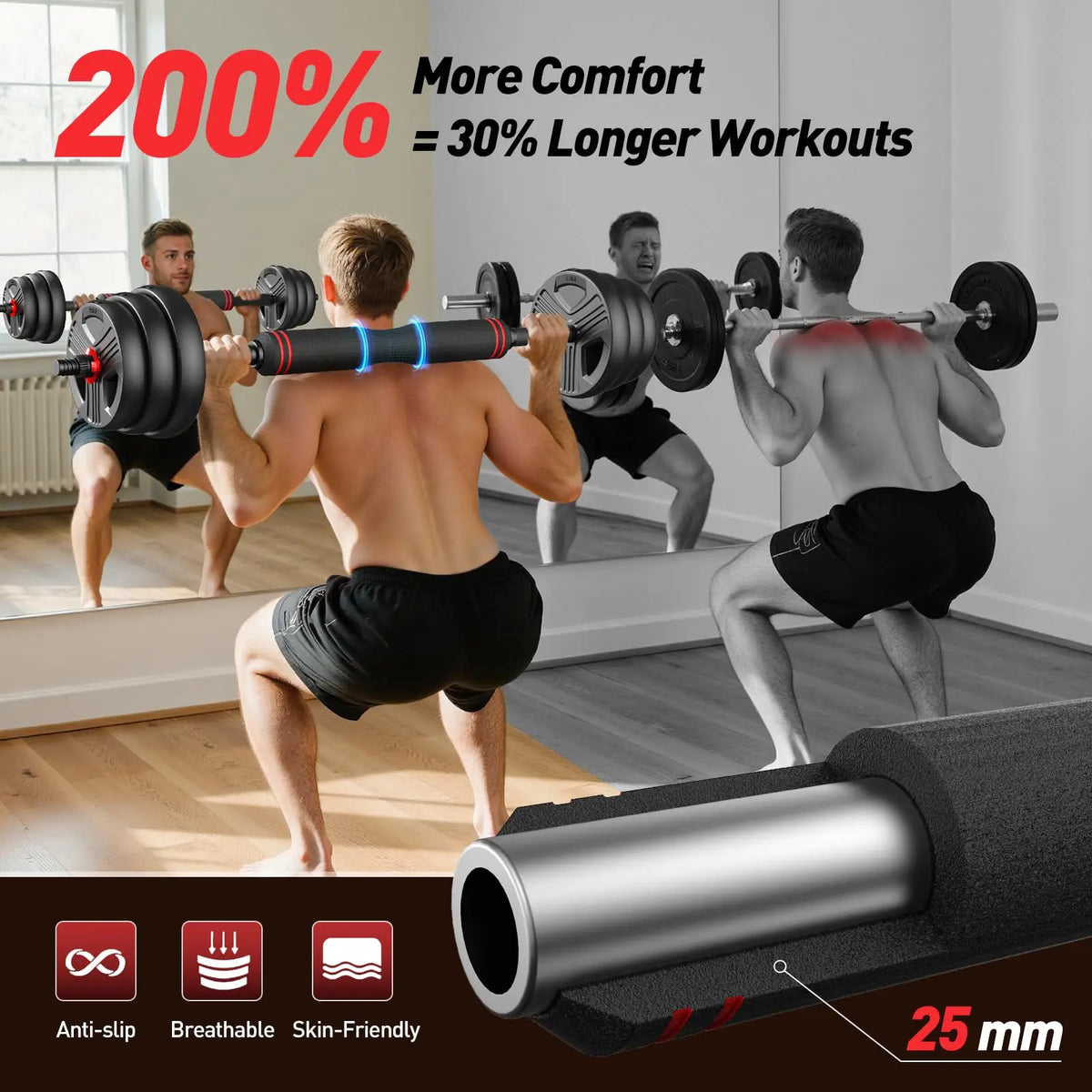 FED Adjustable Multifunctional Dumbbell Set With Barbell Conversion