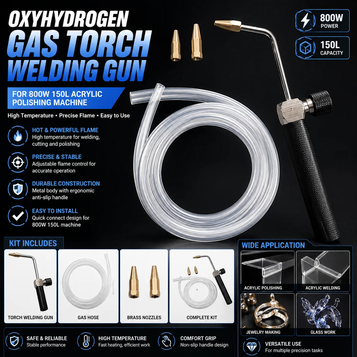 Portable Oxyhydrogen Torch For Acrylic Flame Polishing And Glass Welding