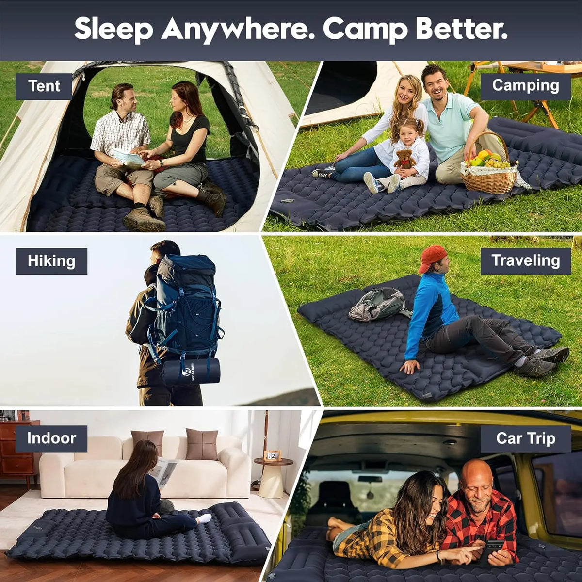 Foldable Camping Inflatable Mattress Warm Thick Compact Outdoor Sleeping Pad