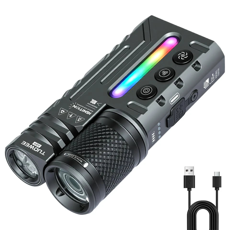 Tuowee Adjustable LED Tactical Flashlight With USB Rechargeable Battery