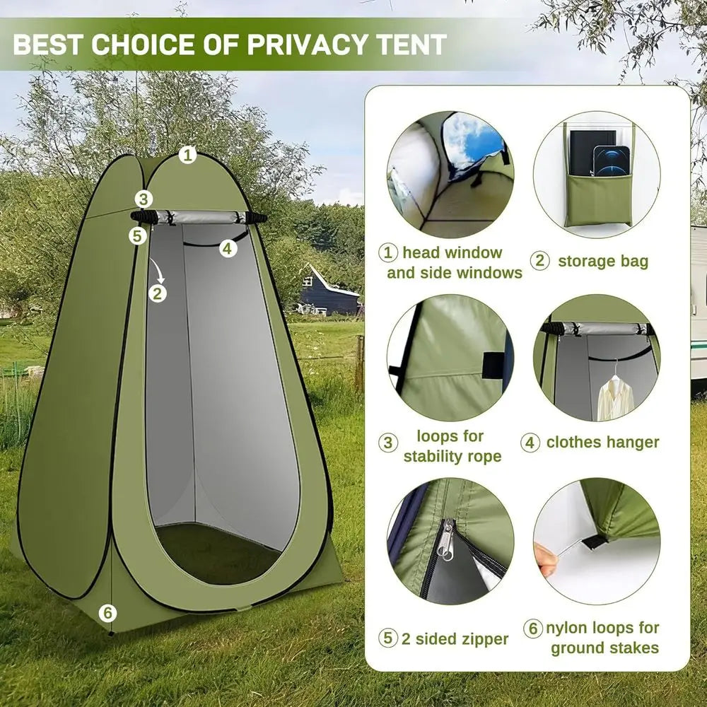 Portable Camping Shower Privacy Tent Kit With LED Light