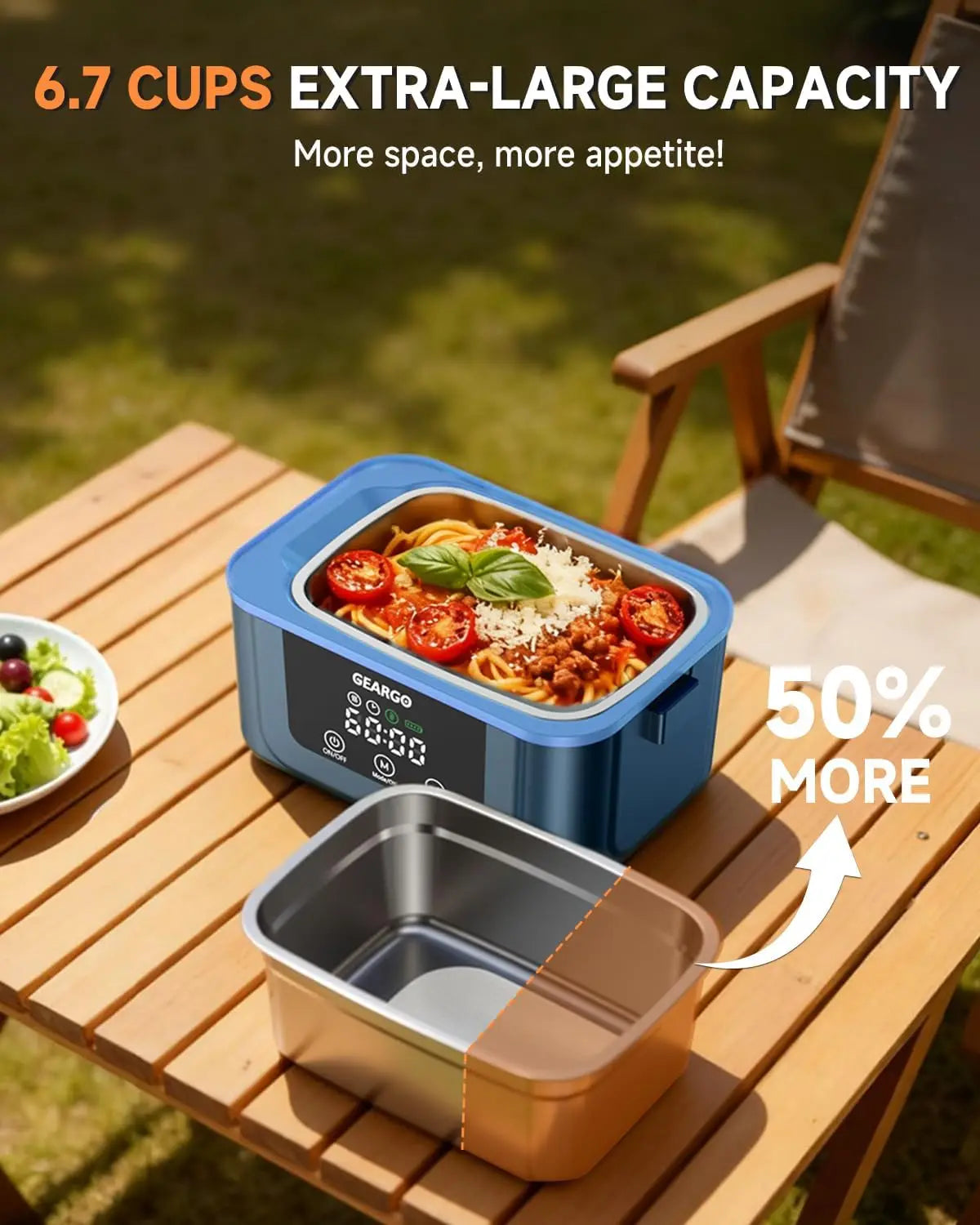 Cordless Electric Heated Lunch Box With Ice Crystal Cooling