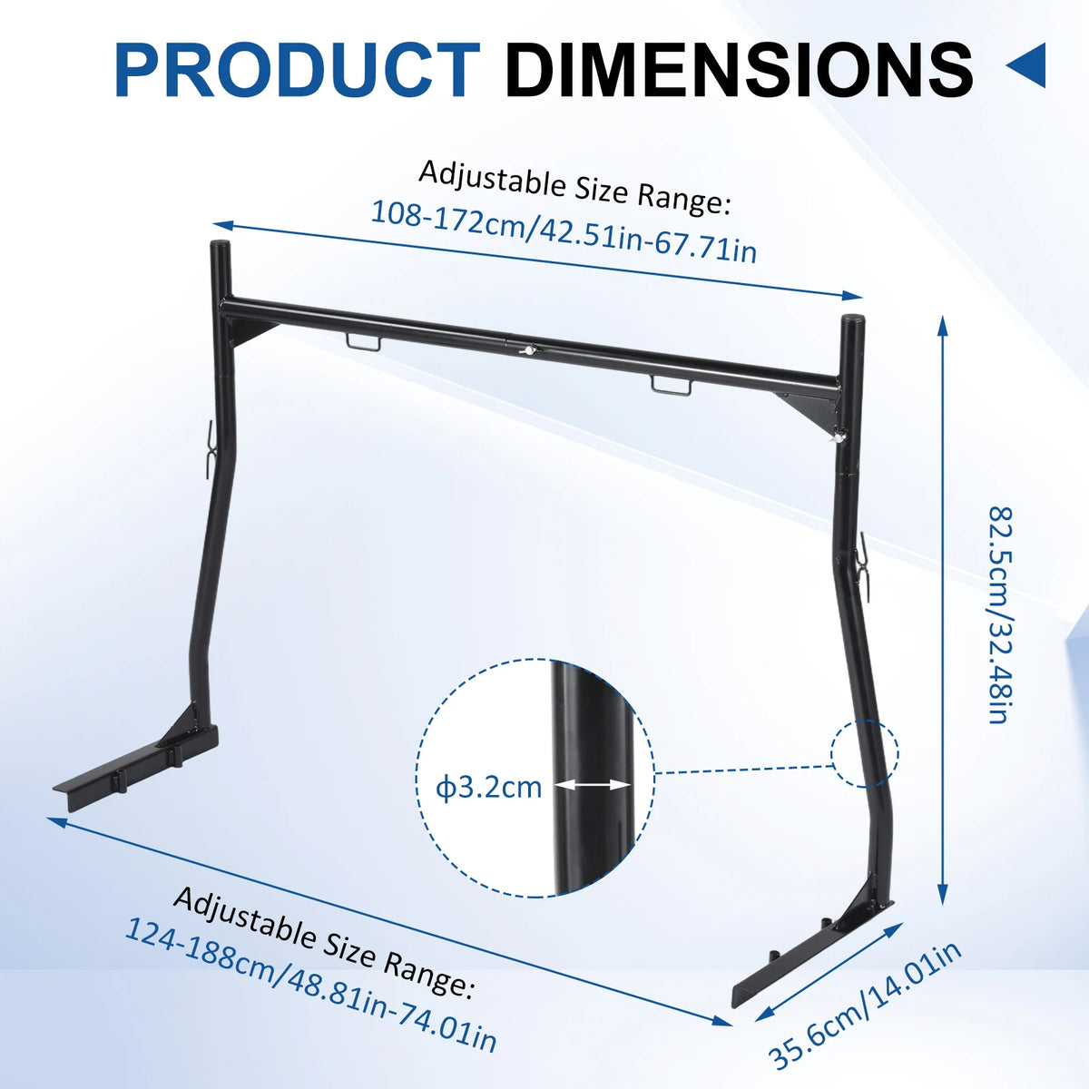 Heavy Duty Extendable Truck Ladder Rack With No Drill Installation