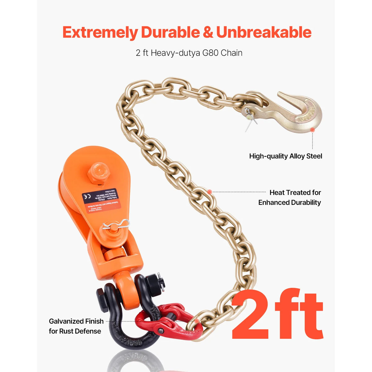 SucceBuy Heavy Duty Snatch Block With G80 Chain For Towing