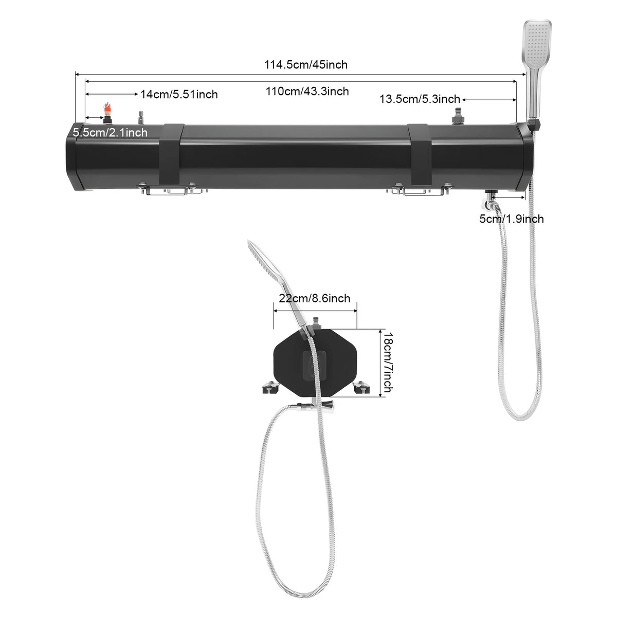 Portable Roof Mount Camping Shower System Solar Heated Water Tank