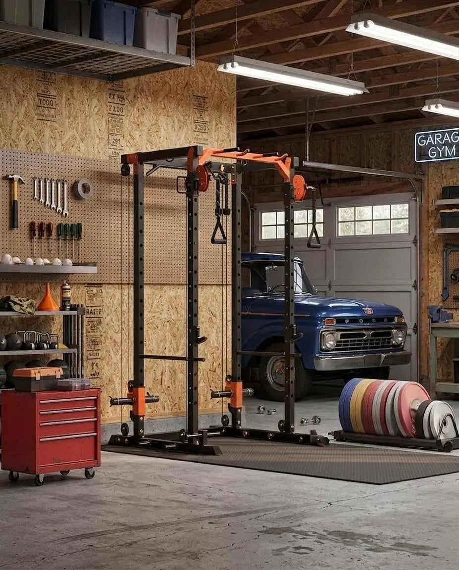 TACLEEKII Power Rack With Cable Crossover And Lat Pulldown System