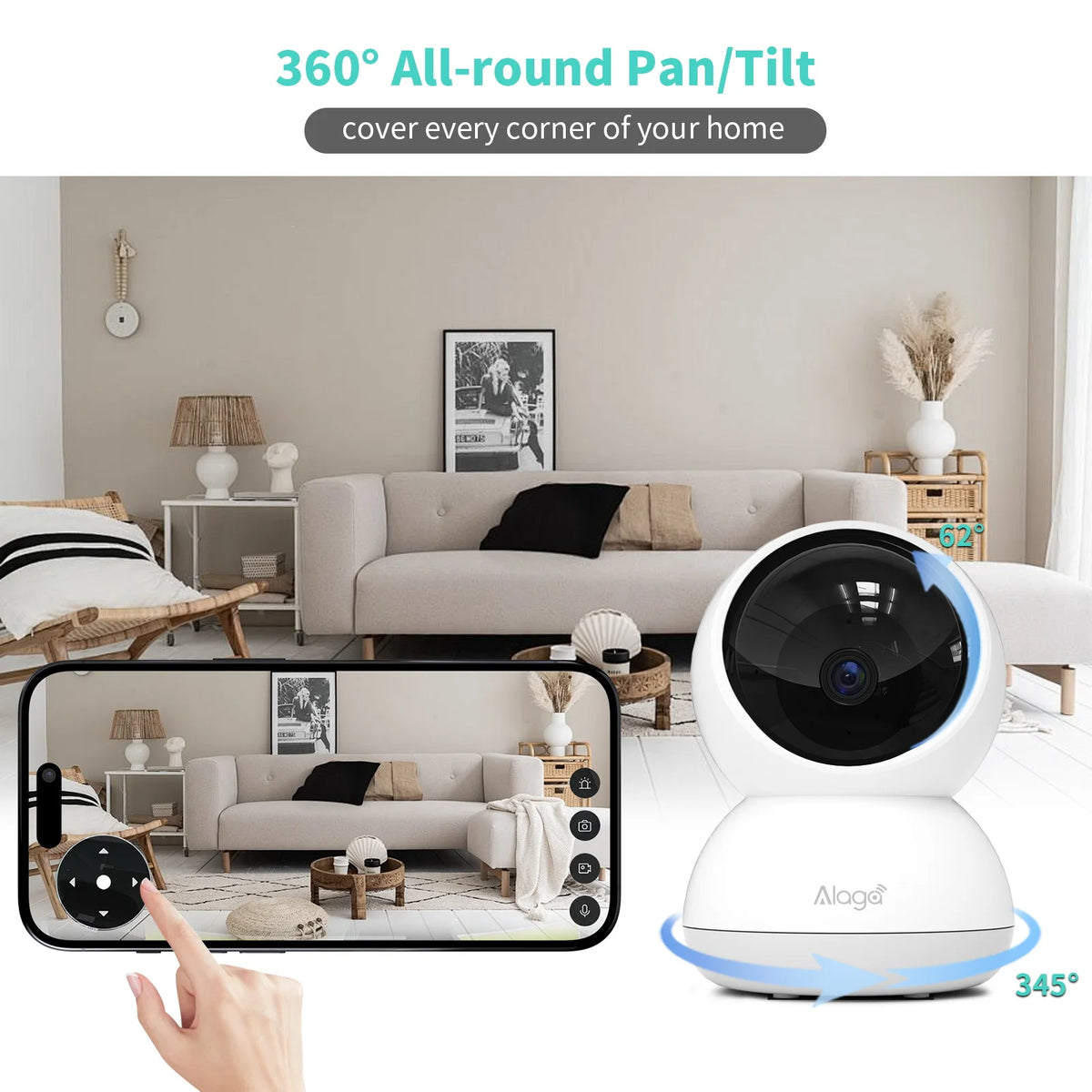 Alaga Wifi Ptz Security Camera Auto Tracking Night Vision