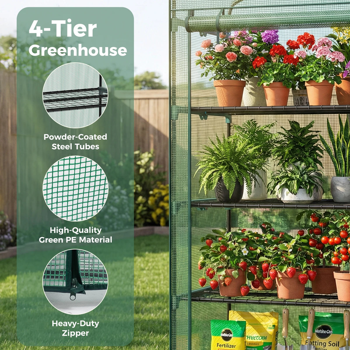 Portable Multi Tier Mini Greenhouse With Protective Cover For Plants