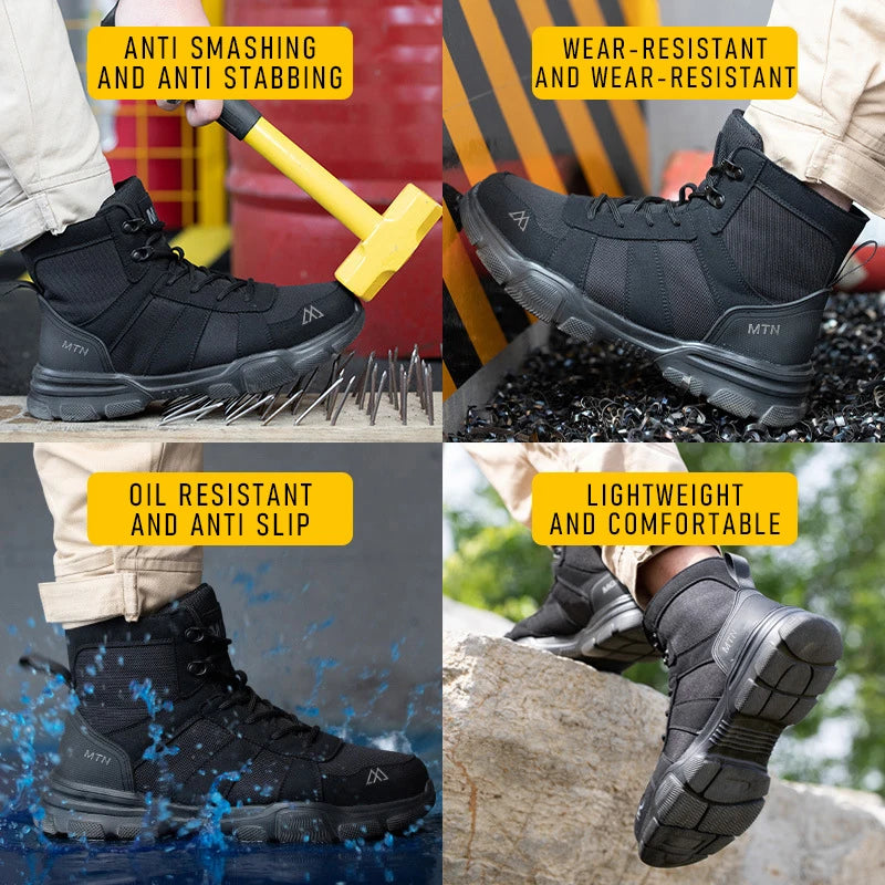 Lightweight Steel Toe Safety Work Shoes Puncture Resistant Non Slip