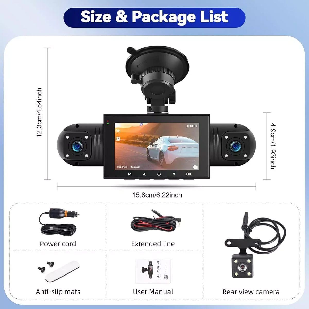 360 Degree Dash Cam With Night Vision And Parking Monitor