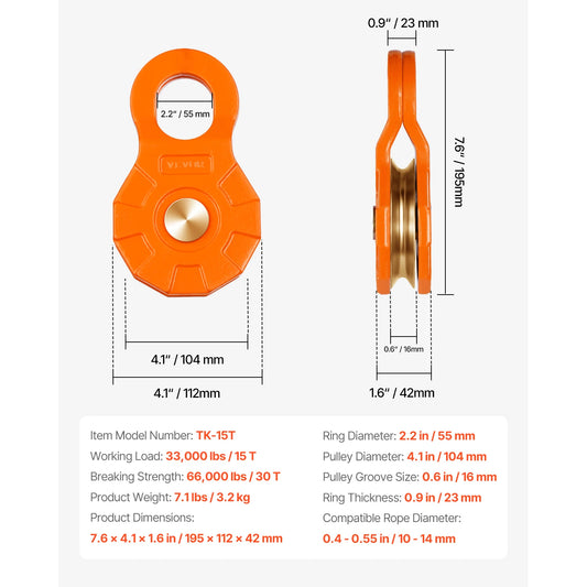 SucceBuy 30 Ton Swivel Snatch Block Pulley for Towing Recovery