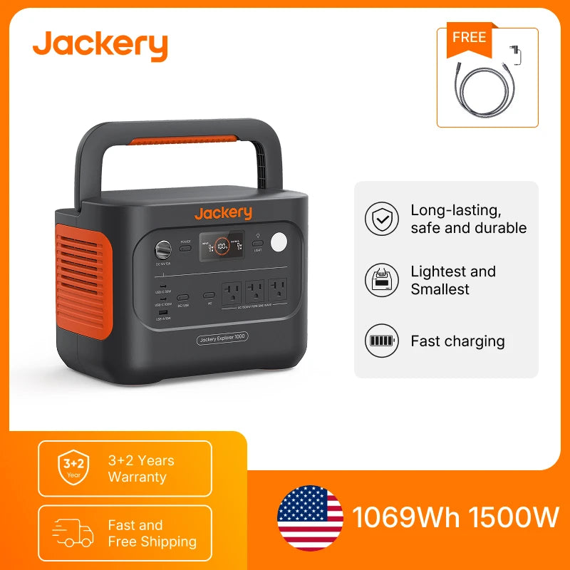 Jackery Explorer 1000 V2 Portable Power Station With Extension Cord