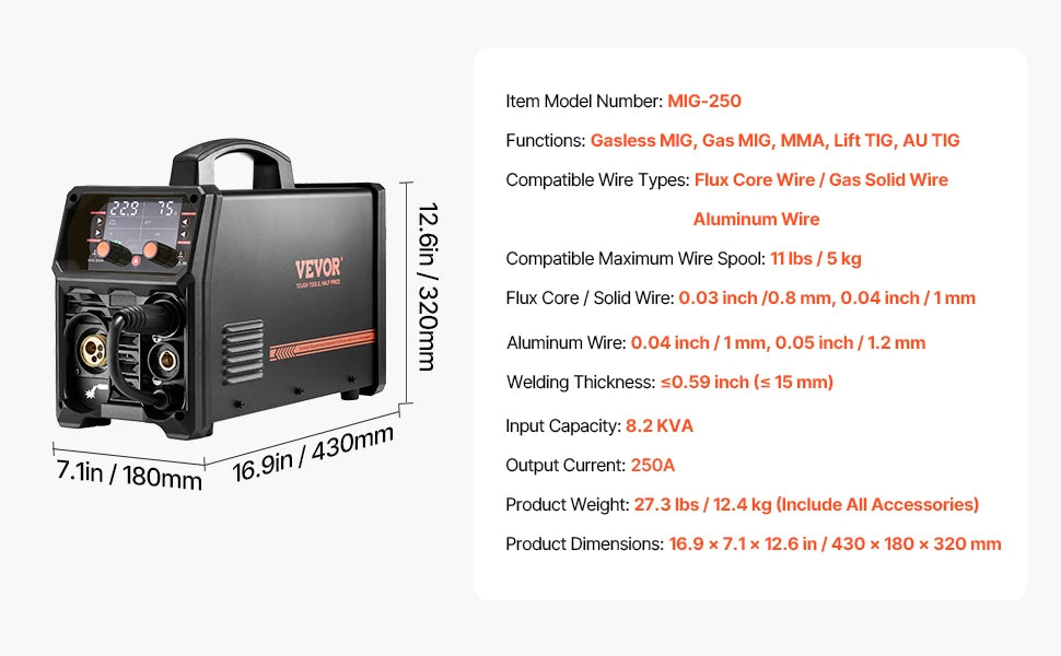 SucceBuy 5-in-1 Multi-Process MIG Welder With LCD Display