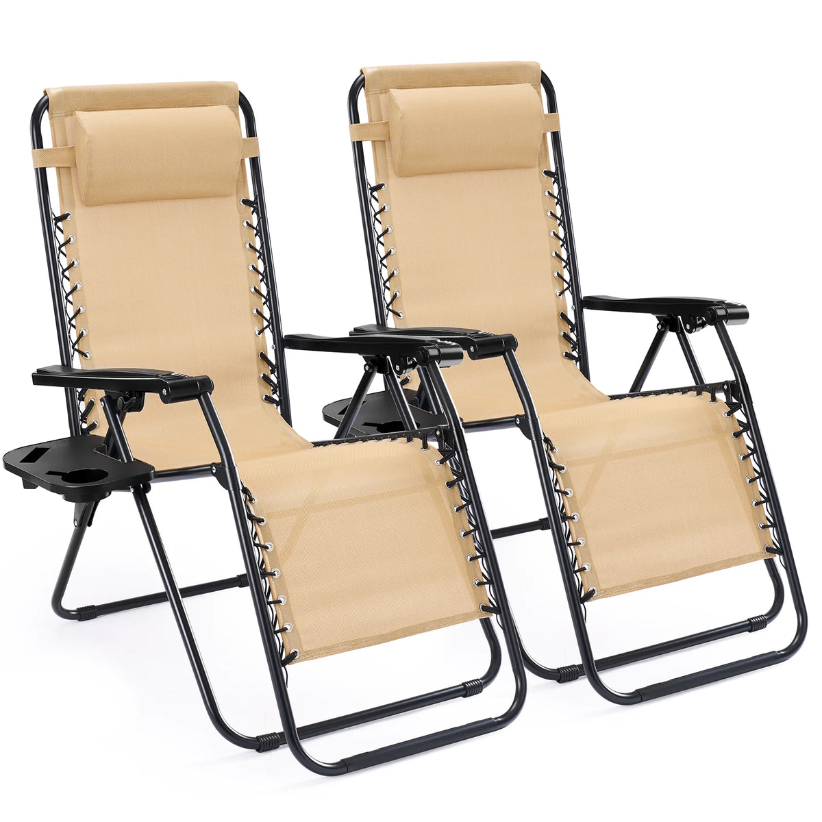 JHK Zero Gravity Recliner Chair Set Folding Outdoor Lounge Furniture