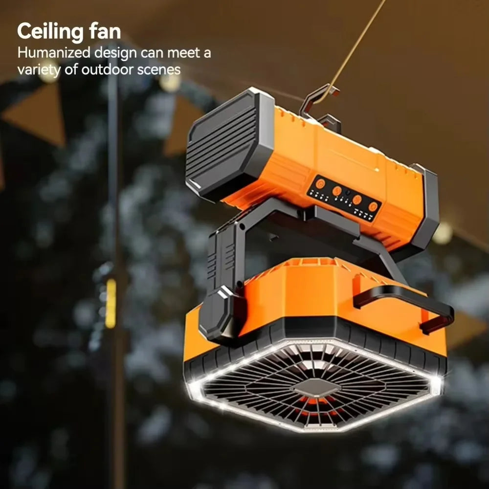 Portable Camping Fan With Led Light Remote Control Power Bank