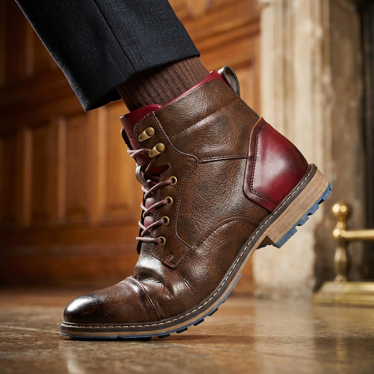 Men Retro Leather Ankle Boots With Zipper And Comfort Fit