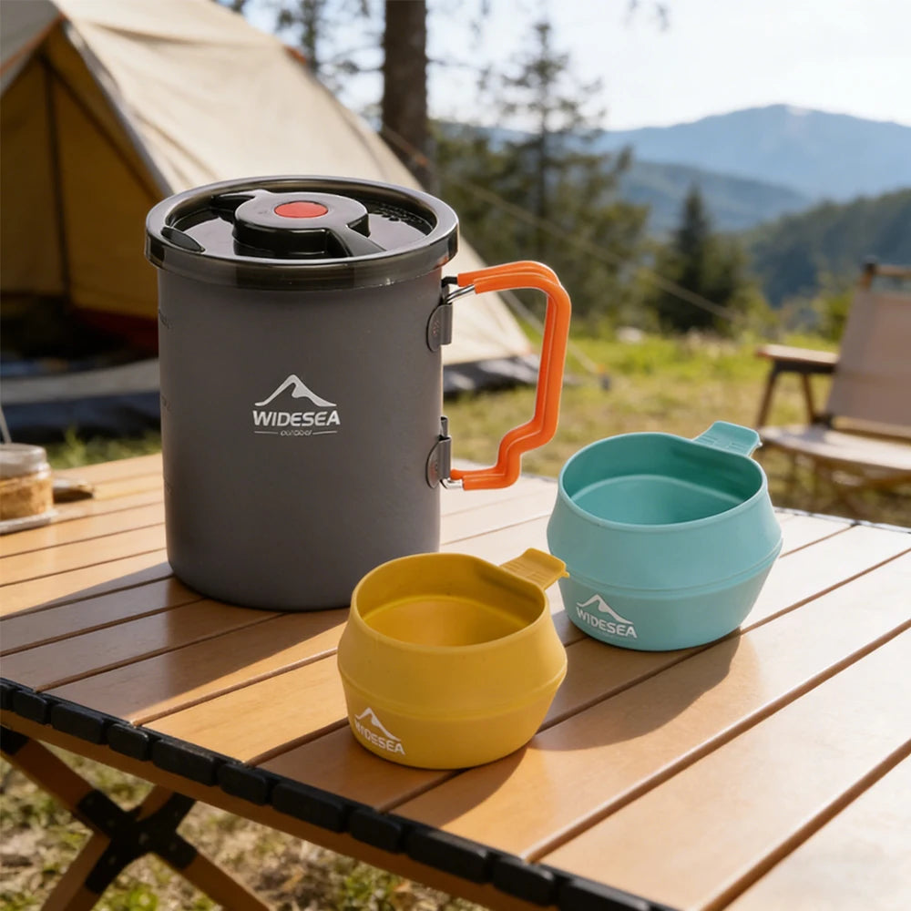 Widesea Camping Coffee Pot Set With French Press And Bowls