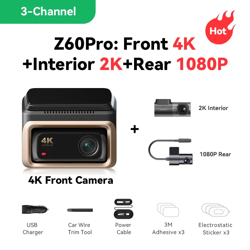 DDPAI Front And Rear Car Camera With HDR GPS ADAS