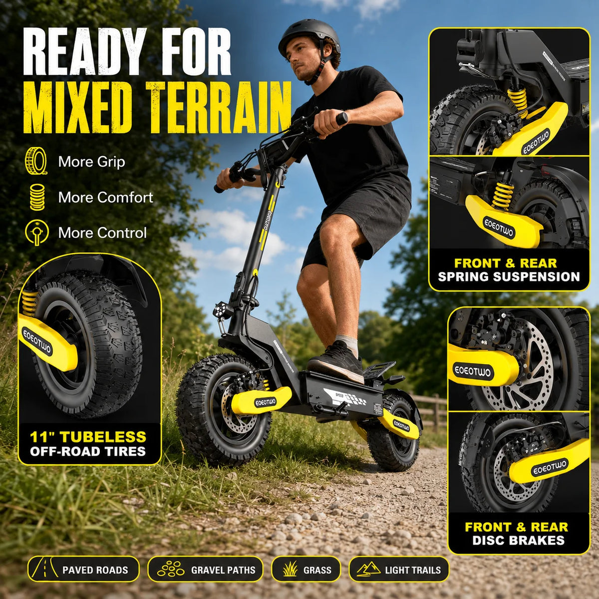 EOEOTWO 1200W Off Road Electric Scooter With Long Range