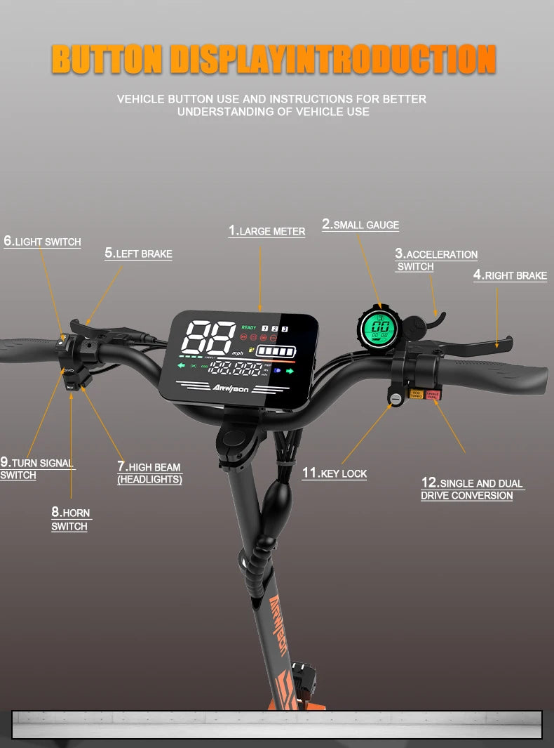 Arwibon 5600W Powerful Folding Electric Scooter Commuter