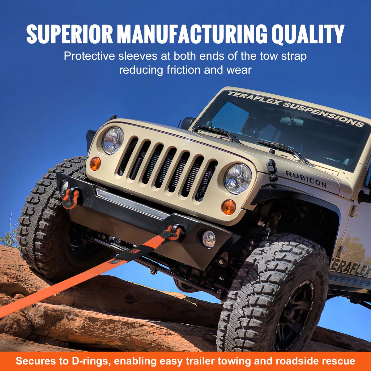 SucceBuy Heavy Duty Polyester Vehicle Recovery Tow Strap Kit