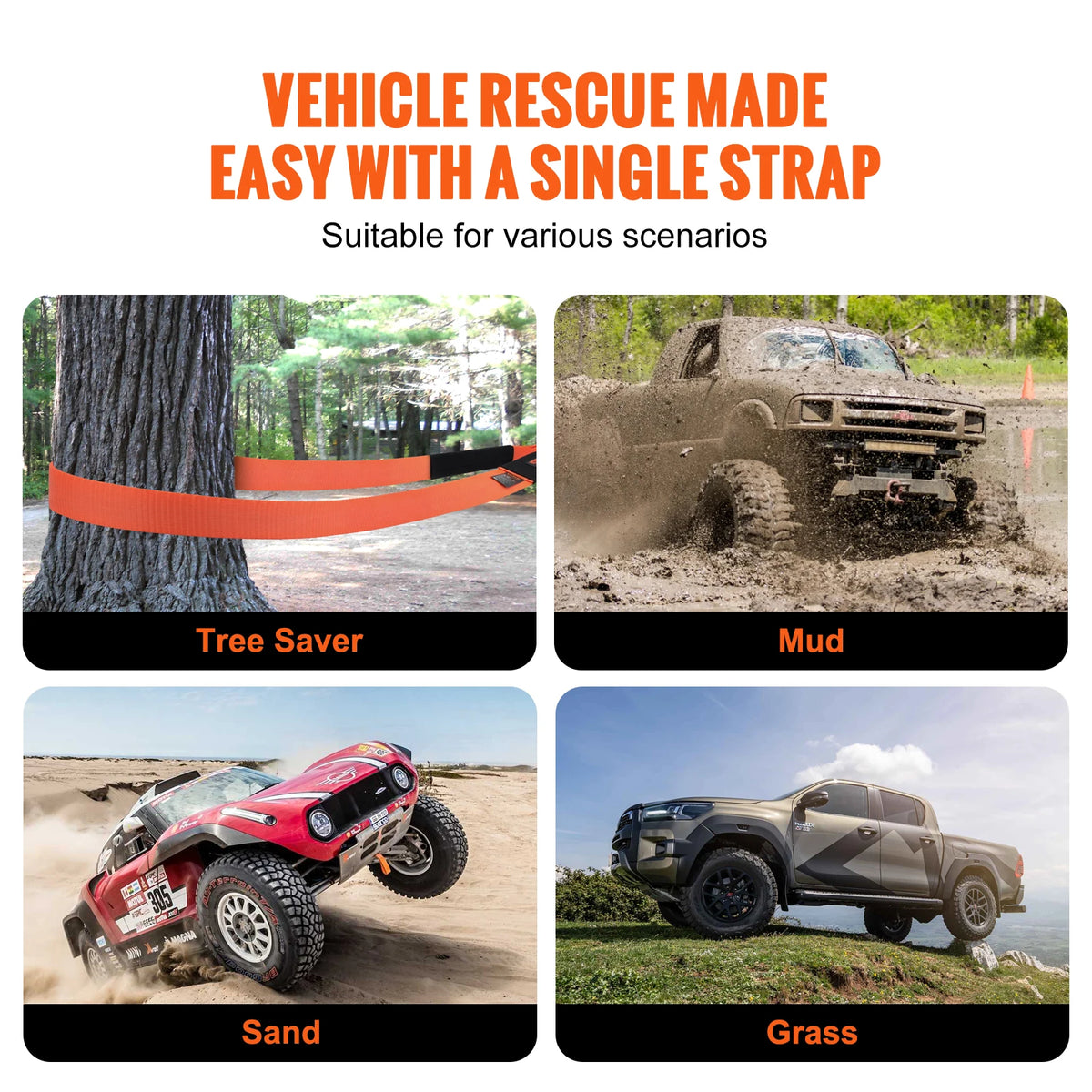 SucceBuy Polyester Recovery Tow Strap Kit for Trucks and SUVs
