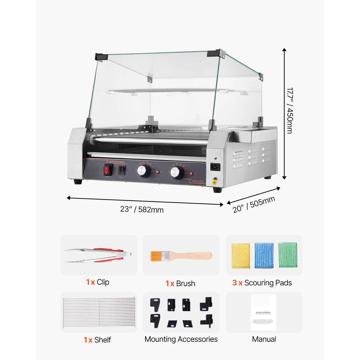 SucceBuy Commercial Stainless Steel Hot Dog Roller Grill