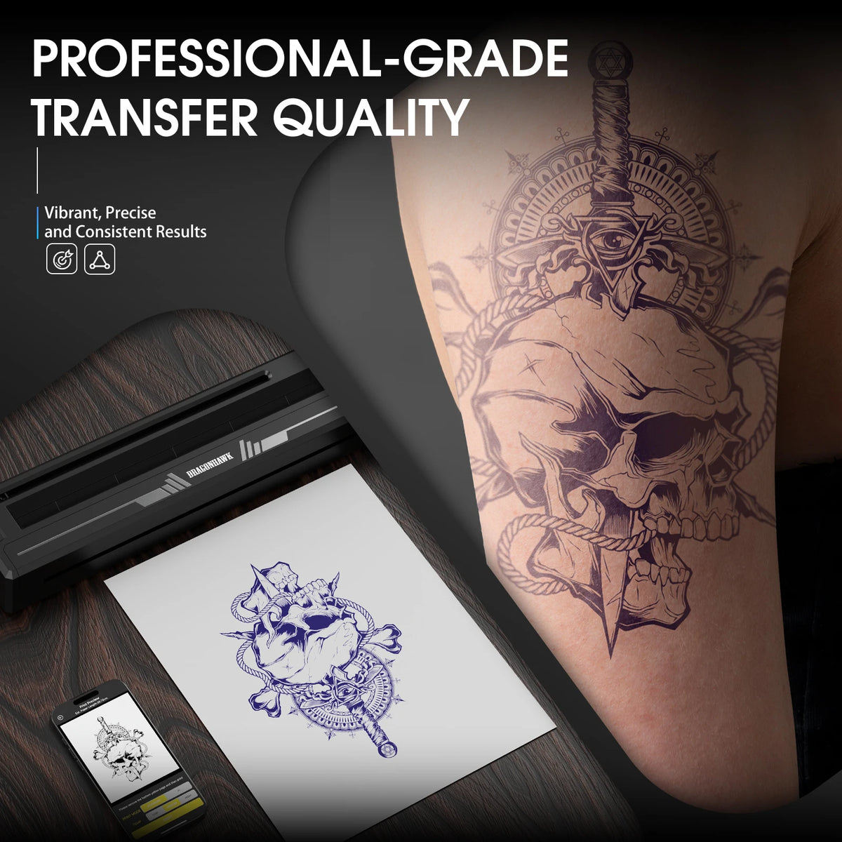 Dragonhawk L3 Wireless Tattoo Pen Kit With Thermal Stencil Printer