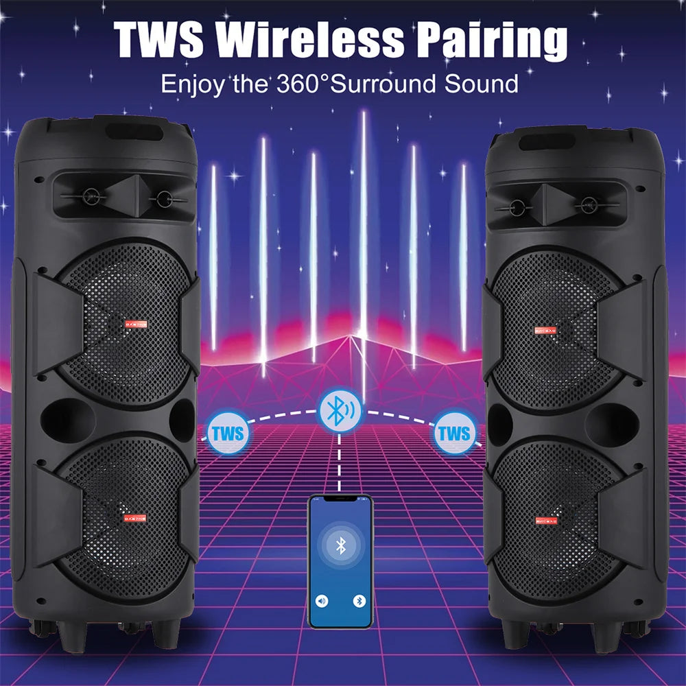 CURUK Portable Bluetooth Party Speaker With Deep Bass And Karaoke
