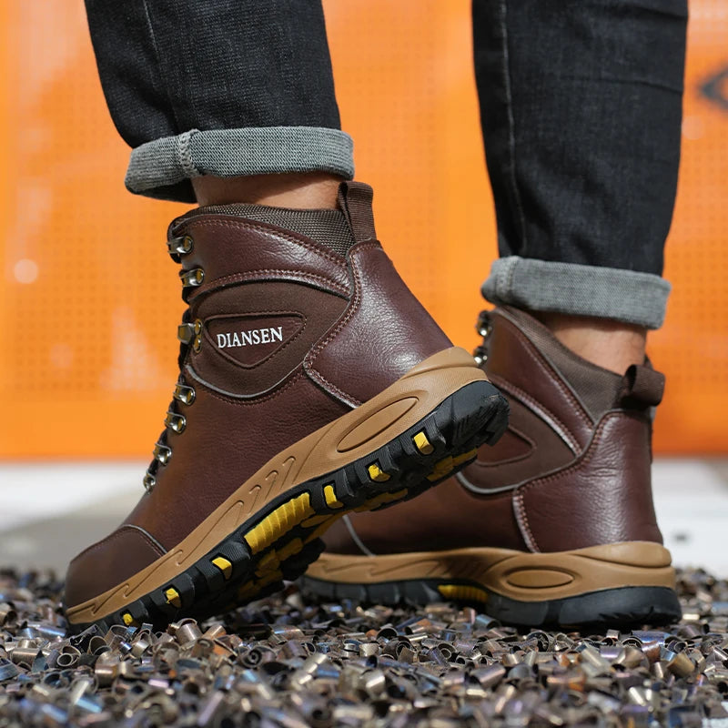 Veigar Waterproof Leather Work Safety Boots For Men Puncture Proof