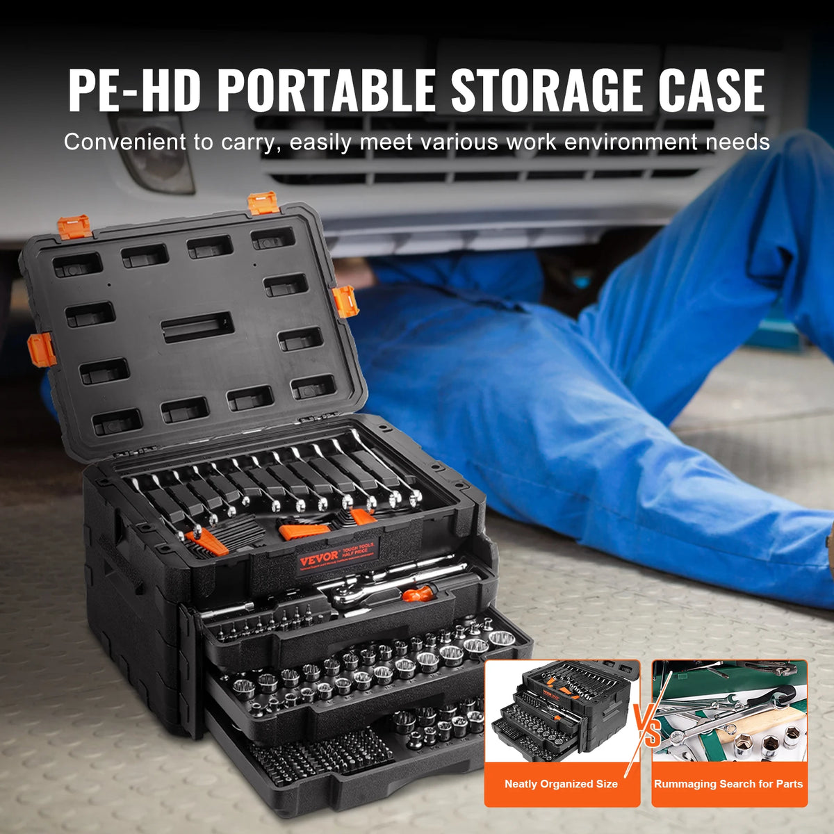 SucceBuy Mechanical Socket Set Sae Metric Crv Steel Tool Kit