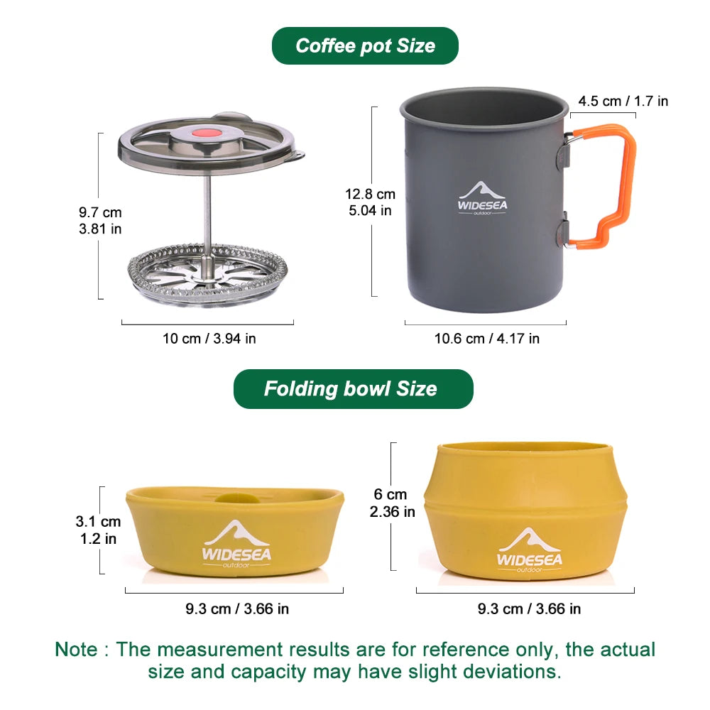 Widesea Camping Coffee Pot Set With French Press And Bowls