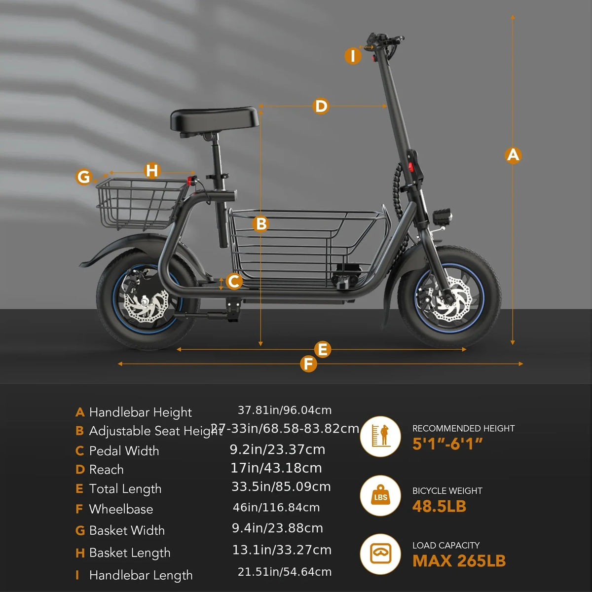GYROOR Foldable Electric Scooter With Pet Basket And Riding Modes