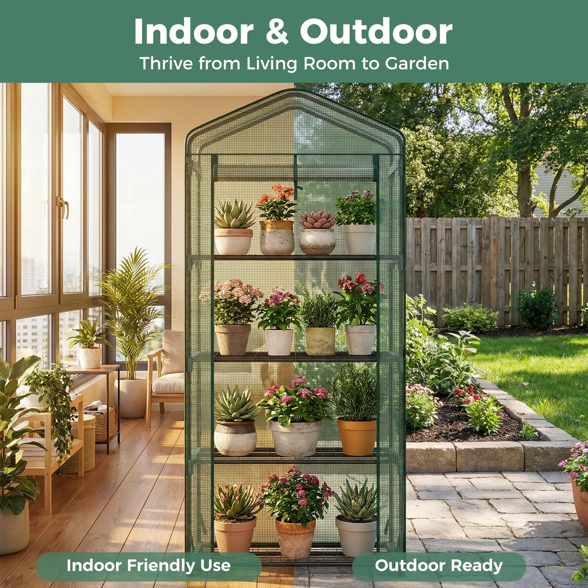 Portable Multi Tier Mini Greenhouse With Protective Cover For Plants