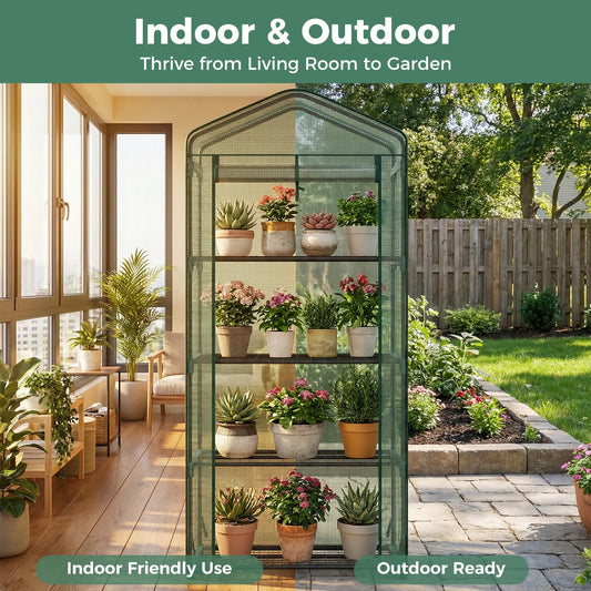 Portable Multi Tier Mini Greenhouse With Protective Cover For Plants