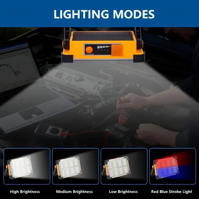 Morglad Rechargeable Solar LED Work Light For Camping Emergencies