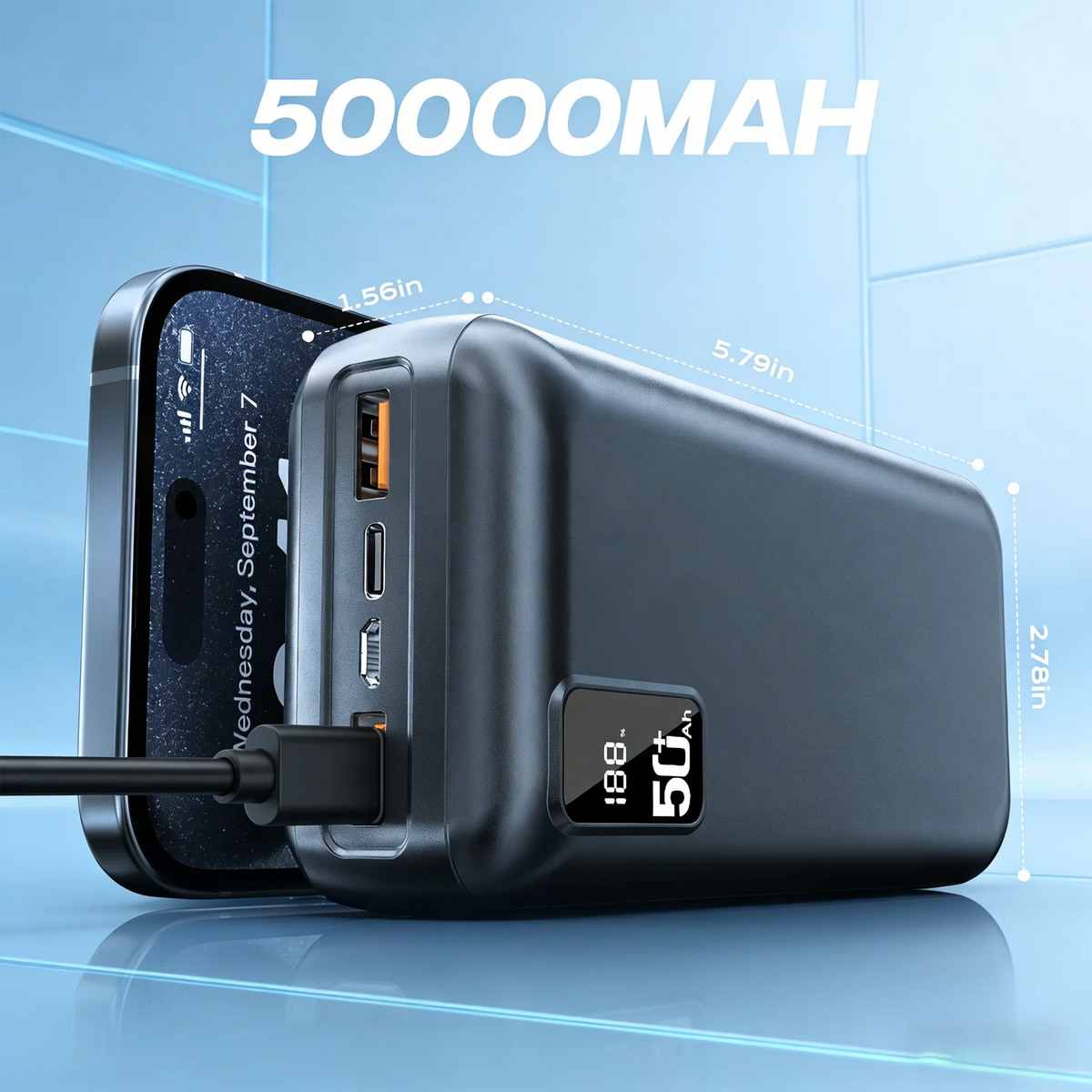 Hganus Fast Charging Power Bank With Digital Display Portable Charger