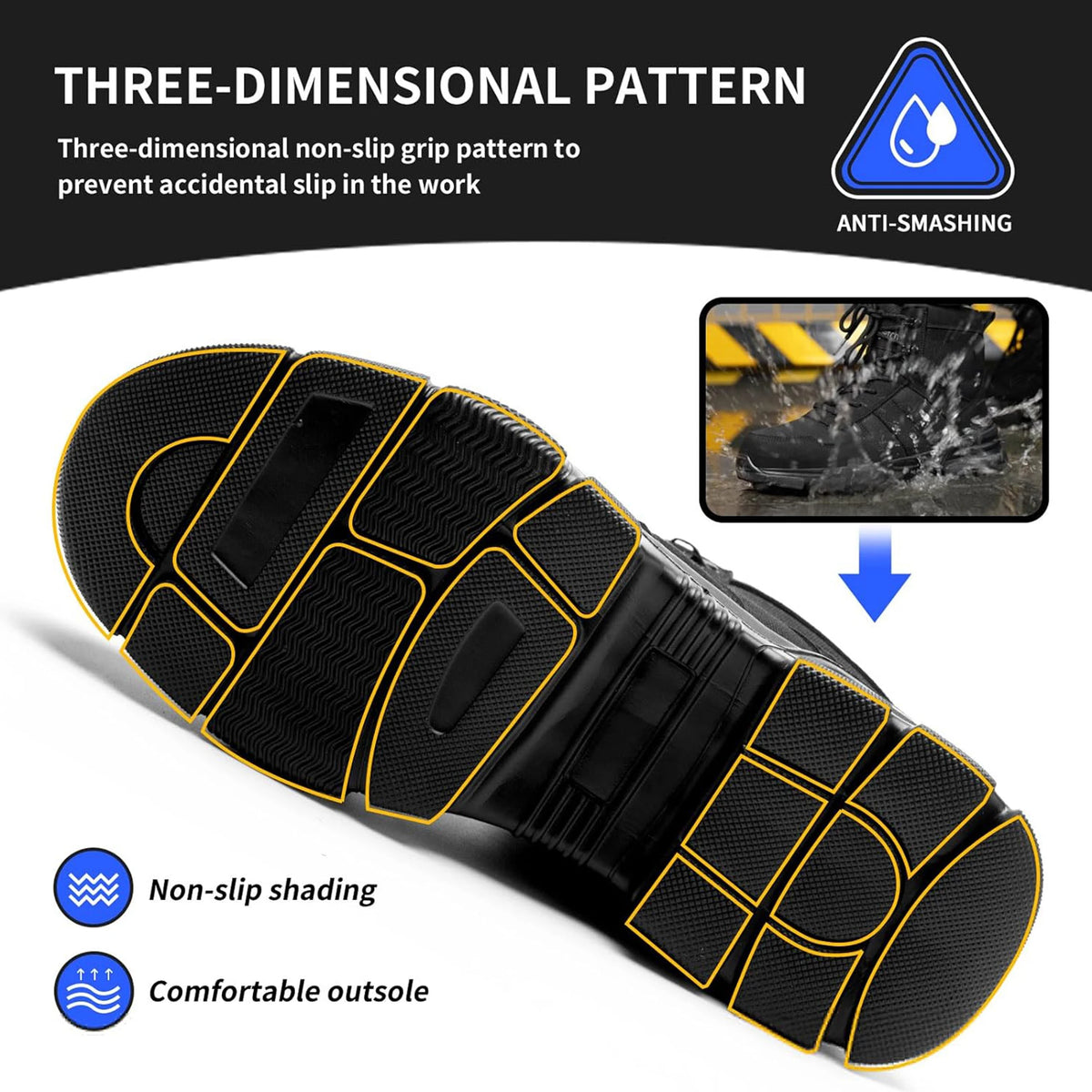 Lightweight Steel Toe Safety Work Shoes Puncture Resistant Non Slip