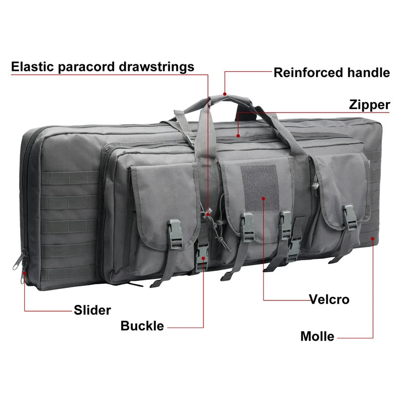 LQARMY Tactical Double Rifle Case Backpack With MOLLE Storage