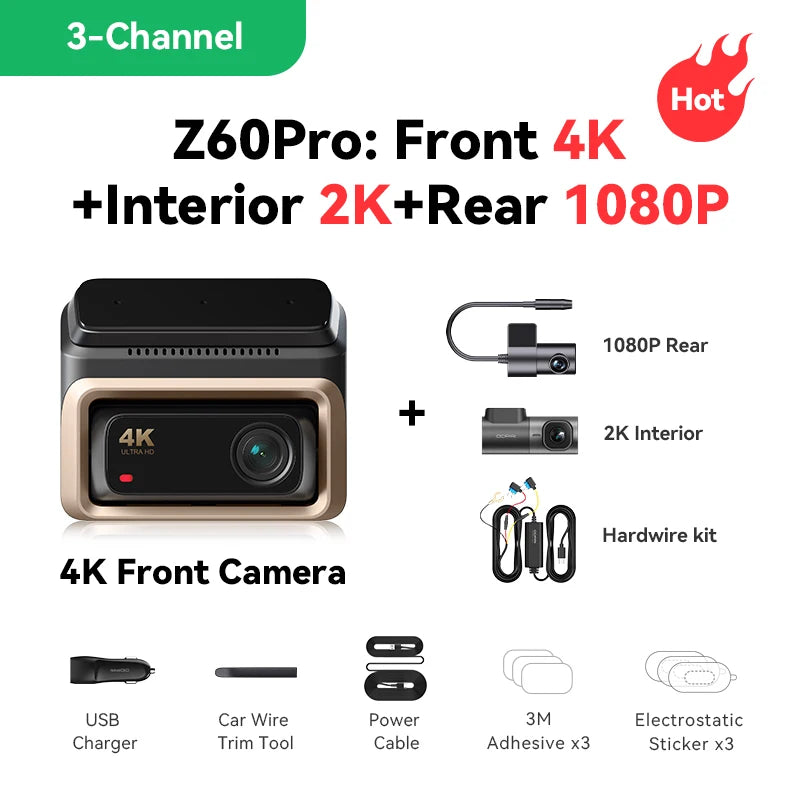 DDPAI Front And Rear Car Camera With HDR GPS ADAS