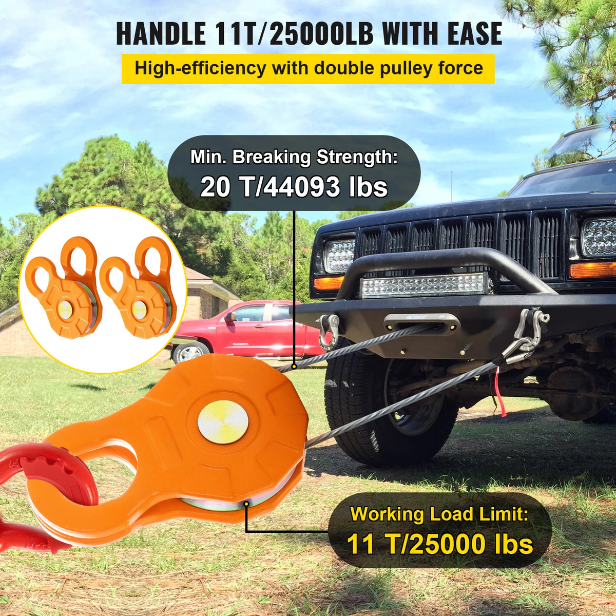 11 Ton Winch Pulley For Synthetic Rope And Soft Shackles