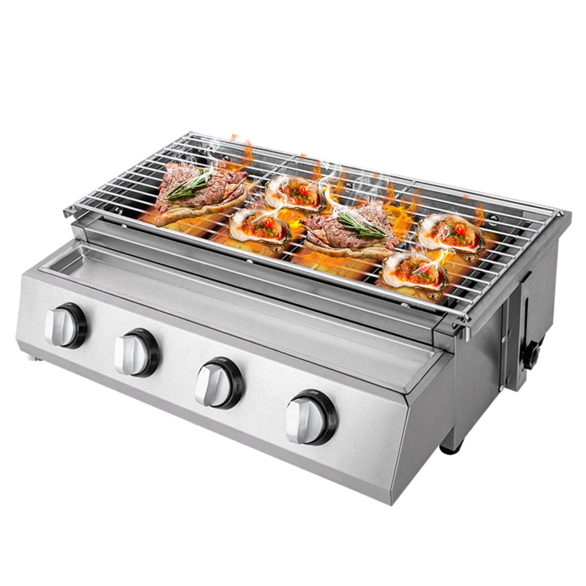Four Burner Stainless Steel Propane Grill for Camping Outdoor Cooking