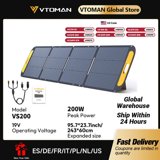 VTOMAN 200W Foldable Solar Panel For Outdoor Travel
